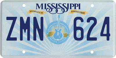 MS license plate ZMN624