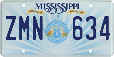 MS license plate ZMN634