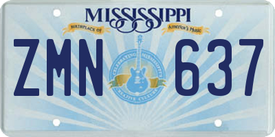 MS license plate ZMN637
