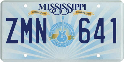 MS license plate ZMN641