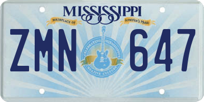 MS license plate ZMN647