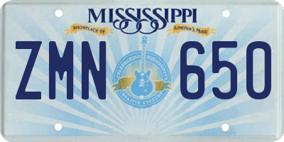 MS license plate ZMN650