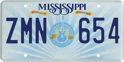 MS license plate ZMN654