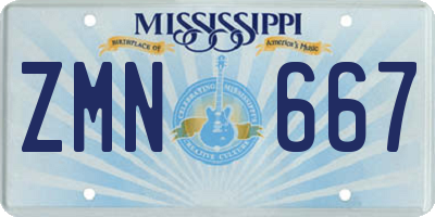 MS license plate ZMN667