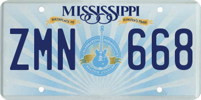 MS license plate ZMN668