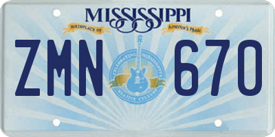 MS license plate ZMN670