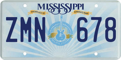 MS license plate ZMN678