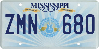 MS license plate ZMN680