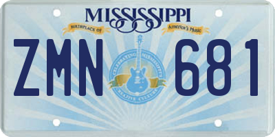 MS license plate ZMN681