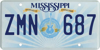 MS license plate ZMN687