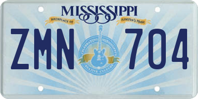 MS license plate ZMN704