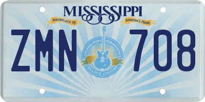 MS license plate ZMN708