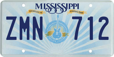 MS license plate ZMN712
