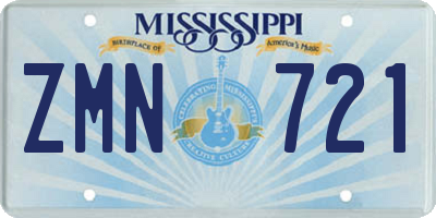 MS license plate ZMN721