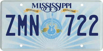 MS license plate ZMN722