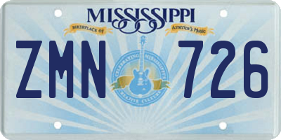 MS license plate ZMN726