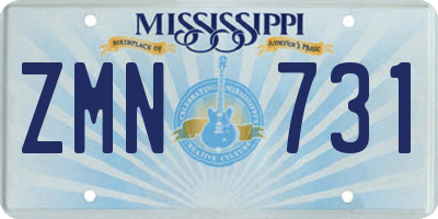 MS license plate ZMN731