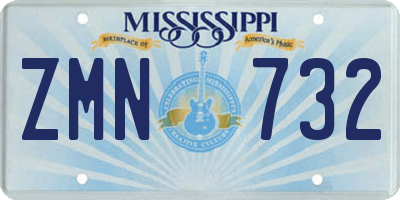 MS license plate ZMN732