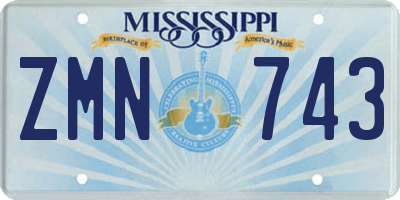 MS license plate ZMN743