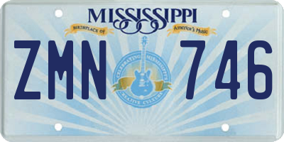 MS license plate ZMN746