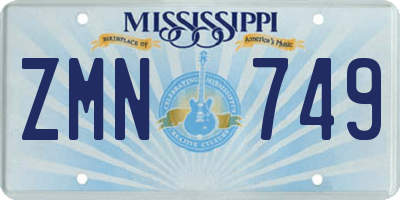 MS license plate ZMN749