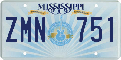 MS license plate ZMN751