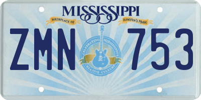 MS license plate ZMN753