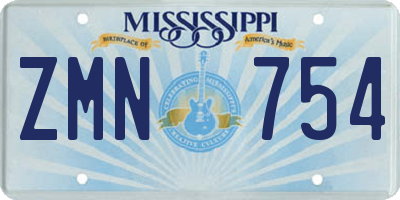 MS license plate ZMN754