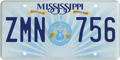 MS license plate ZMN756