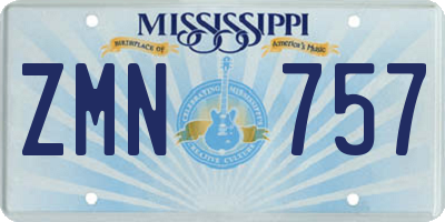 MS license plate ZMN757