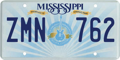 MS license plate ZMN762