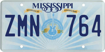 MS license plate ZMN764