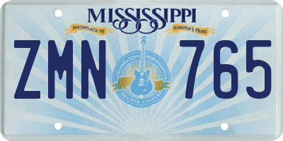 MS license plate ZMN765