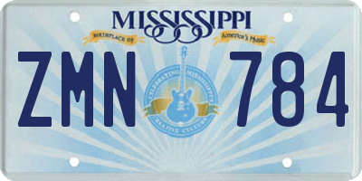 MS license plate ZMN784