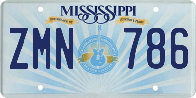 MS license plate ZMN786