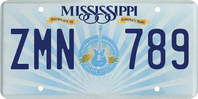 MS license plate ZMN789