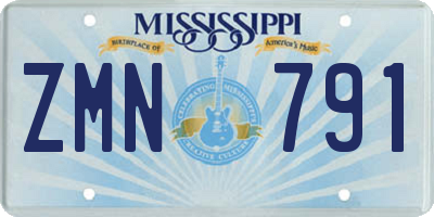 MS license plate ZMN791