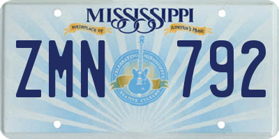 MS license plate ZMN792