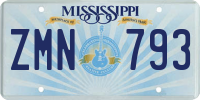 MS license plate ZMN793