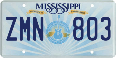 MS license plate ZMN803