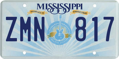 MS license plate ZMN817