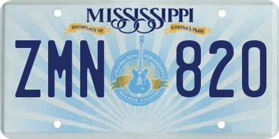 MS license plate ZMN820