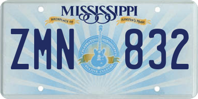 MS license plate ZMN832