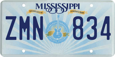 MS license plate ZMN834