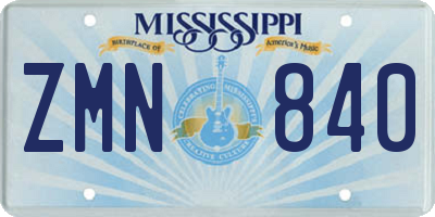 MS license plate ZMN840