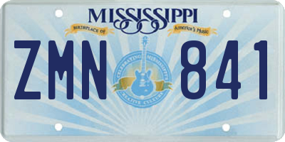 MS license plate ZMN841