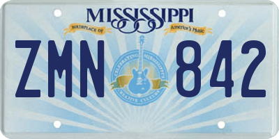 MS license plate ZMN842