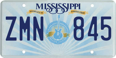 MS license plate ZMN845