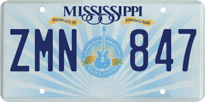 MS license plate ZMN847