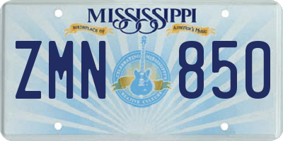 MS license plate ZMN850